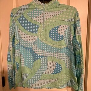 Blue and White Polka Dot Pullover by IBKUL